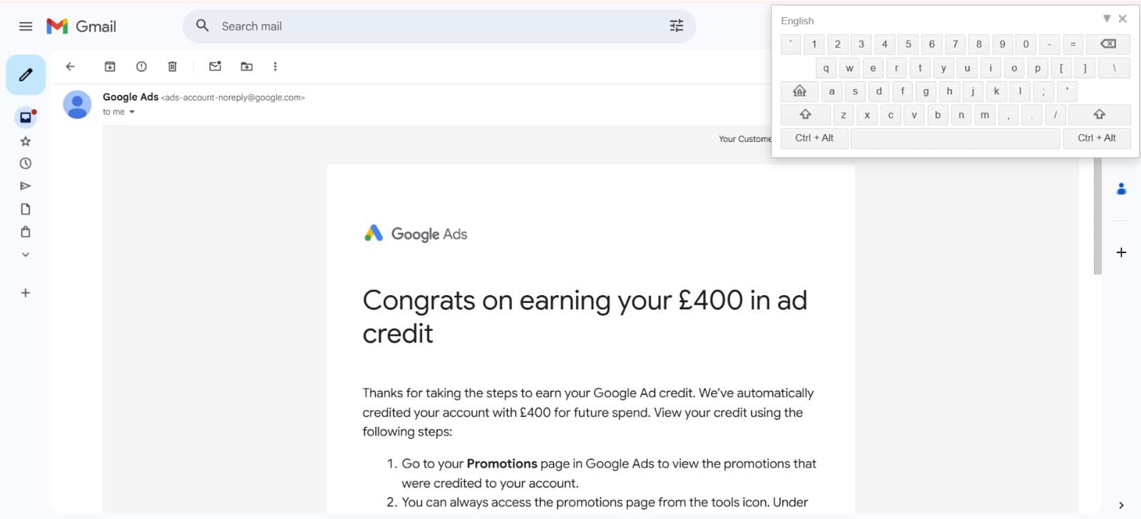Another Ad Credit Milestone — Google Ads dashboard, Jul 2026